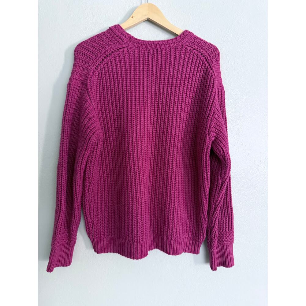 MARINE LAYER pink Oversized Crewneck chunky knit cotton merino wool sweater top - Picture 5 of 10
